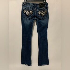 Miss Me Blue Boot Cut Jeans with Embroidered Pockets